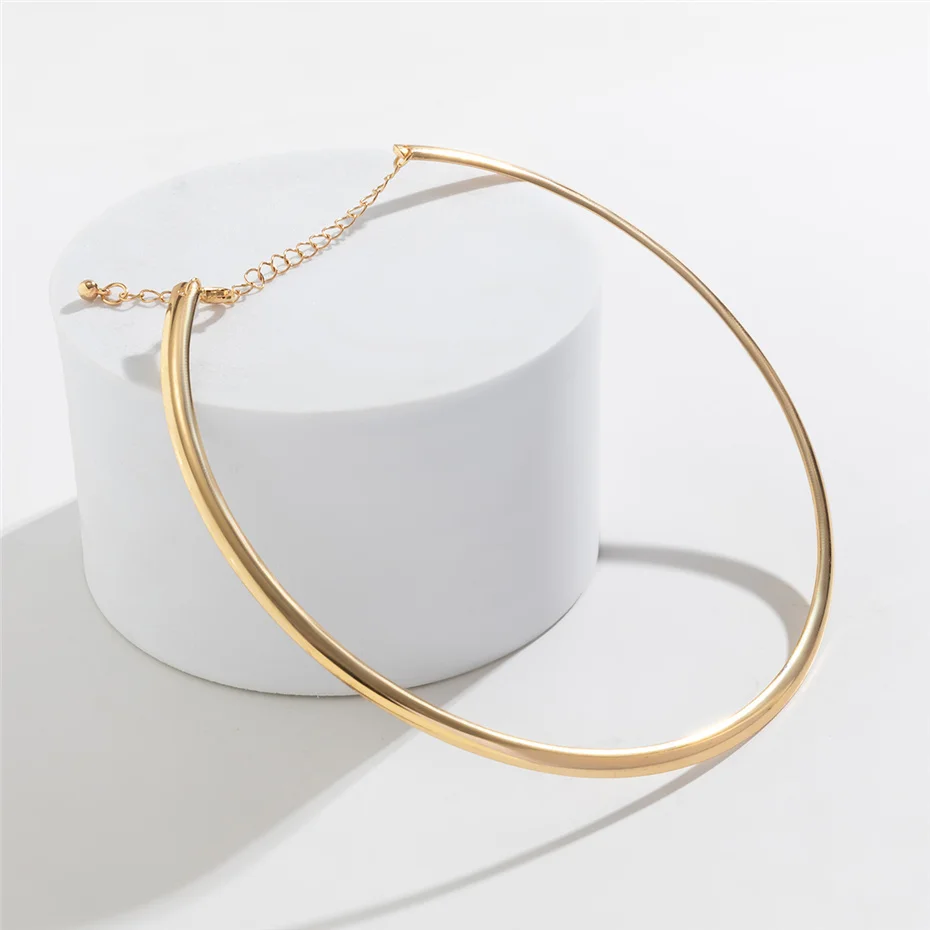 Ingemark Vintage Eisen Metall Drehmomente Halsband Halskette für Frauen Goth Gold Farbe Glatte Verstellbare Kette Modeschmuck Steampunk – Detail 12