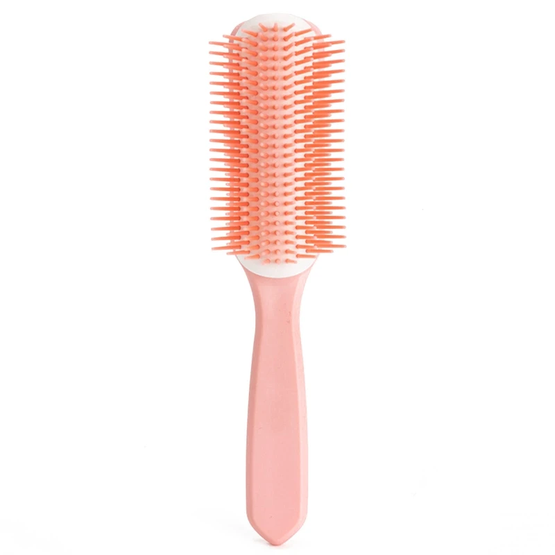 Professional 9-Rows Detangling Hair Brush Detangler Hairbrush Scalp Massager Straight Curly Wet Hair Styling Comb