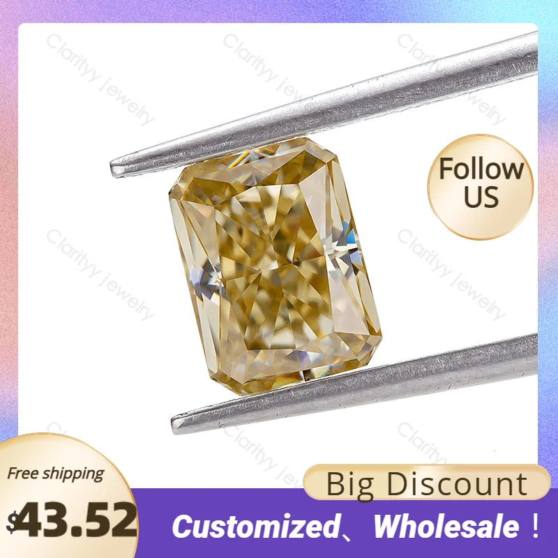

Holycome Gemstone Beads For Yellow Radiant Crushed Ice Cut Loose Moissanite Stone Charms Diamant Jewelry Factory Christmas