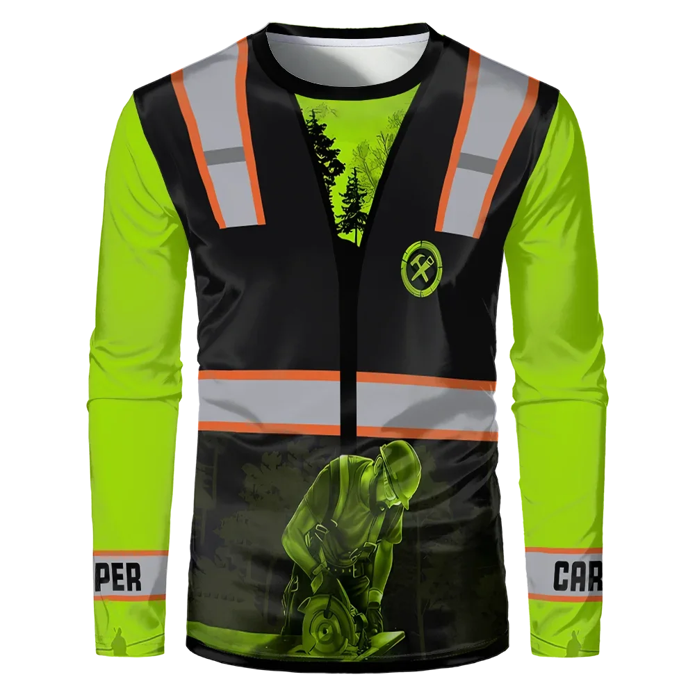 

Fashion Loose Casual Unisex Long Sleeve T-shirt Construction Site Uniform Men's Round Neck T-shirt Outdoor Oversize Work Clothes