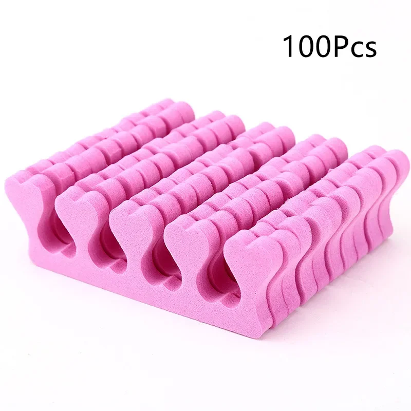 Soft Pink 100pcs Finger Toe Separators Manicure Pedicure Foot Care Compressed Sponge  Nail Art Tools Suitable For Men And Women