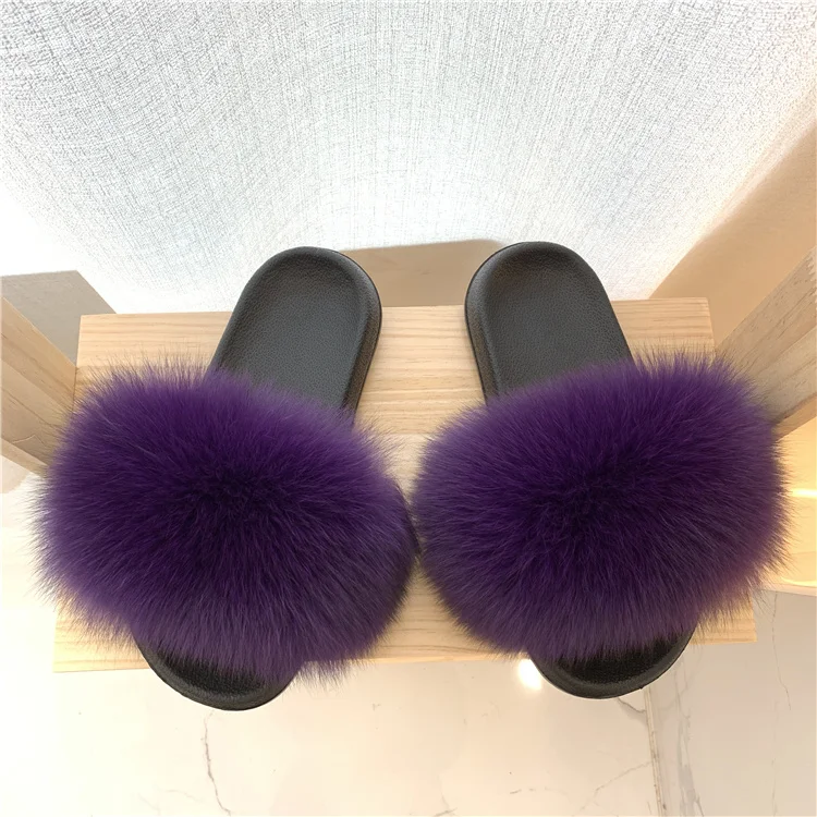 KTCZ Genuine Fox Fur Slippers EVA 6