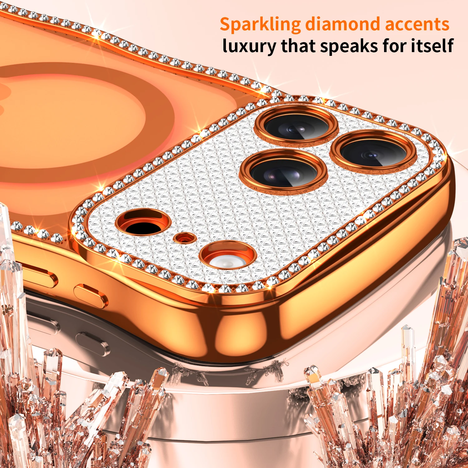 Wave Bling Diamond Clear Magnetic Case for IPhone Air 17 16 15 14 13 Pro Max Plus IPhone17 i17 Magsafe Mac Safe Women Girl Cover view 3