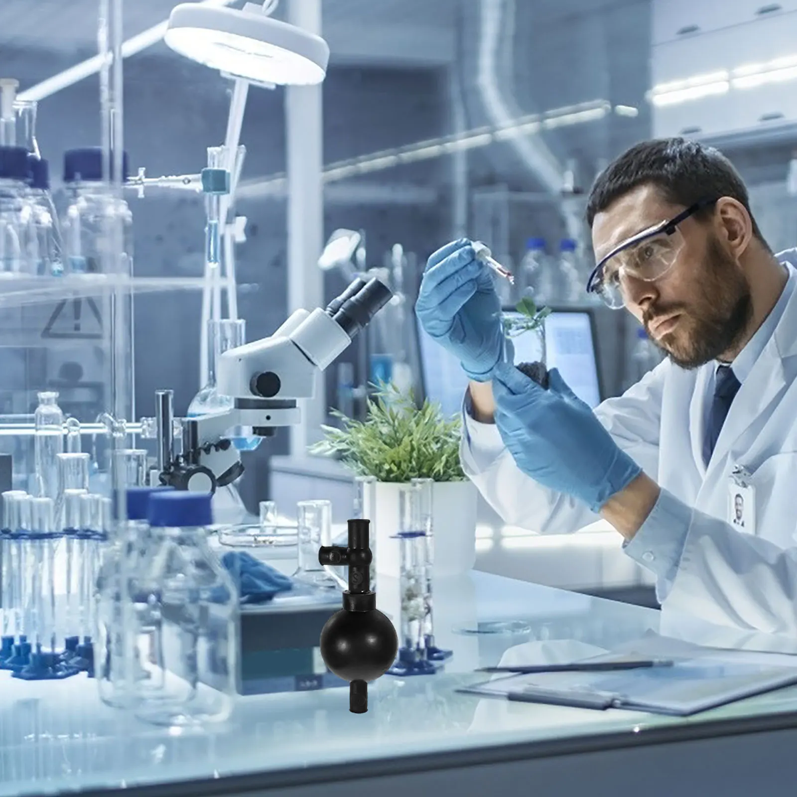 

Quantitative Suction Ball Laboratory Equipment 3 Way Blue Silicone Pipette Filler Bulb Syringe Device Wash Tool