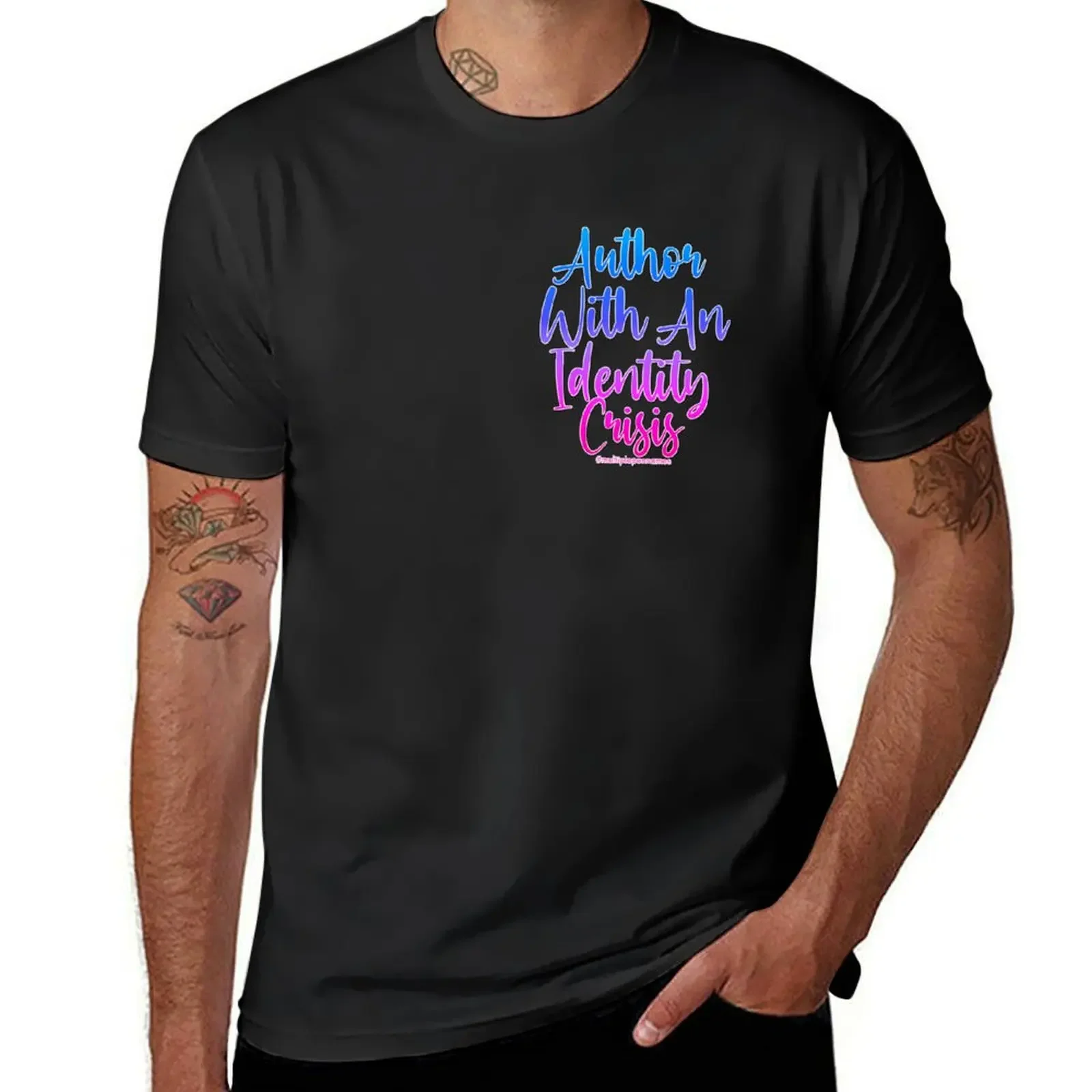 Author With An Identity Crisis - Colourful T-Shirt Blouse vintage graphic tee mens t shirts