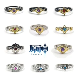 Game Genshin Impact Ring Cosplay  Diluc Albedo Ganyu Xiao Characters Adjustable Rings For Men Open Ring Women Jewelry Accessory