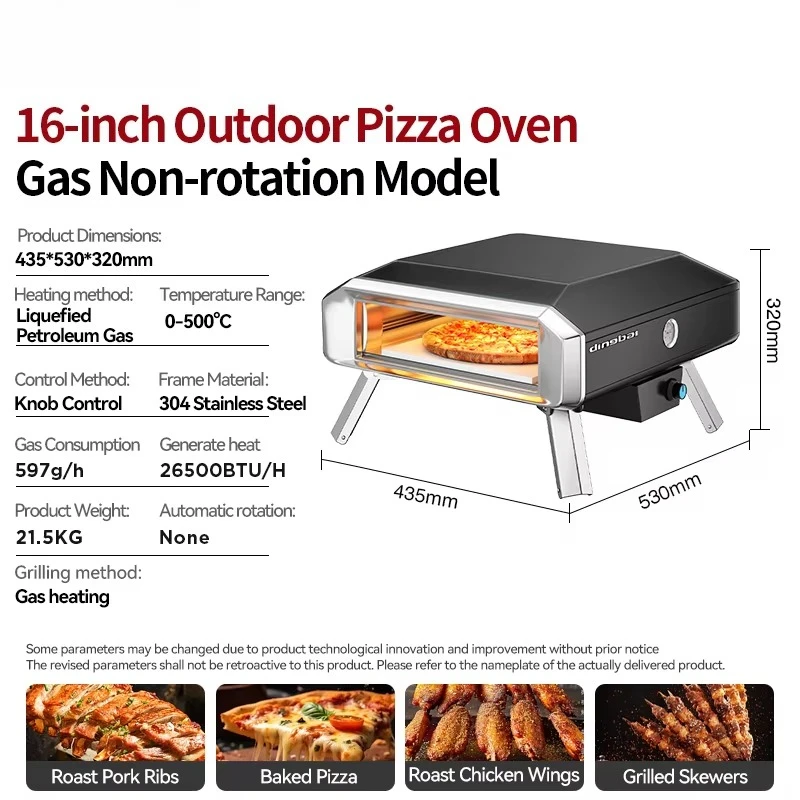 Customize New 16-Inch Portable Outdoor Gas Pizza Oven For Commercial & Home Use With Rotating Stone Easy To Operate