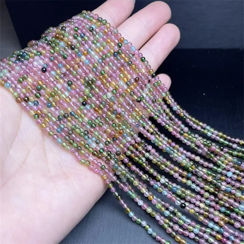 

2.8MM Natural Colored Tourmaline Triple Circle Bracelet Women Healing Gemstone Crystal Strand Bangles Lovers Jewelry Gift 1PCS