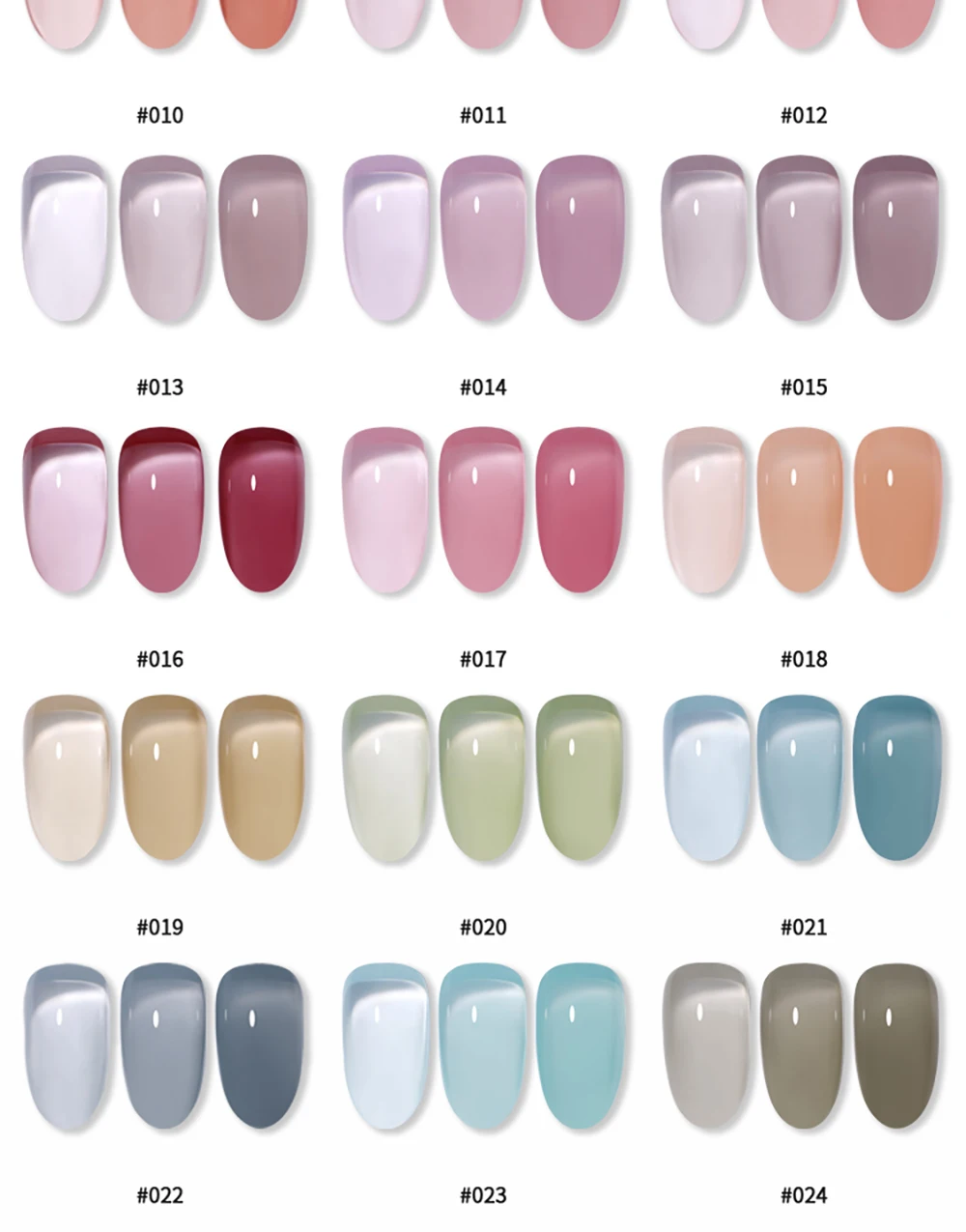 Vendeeni 24 Farben/Set Transparenter Jelly Gel Nagellack UV Soak Off Gel Lack Nude Pink Hautfarben Gel Lack mit Display – Detail 11