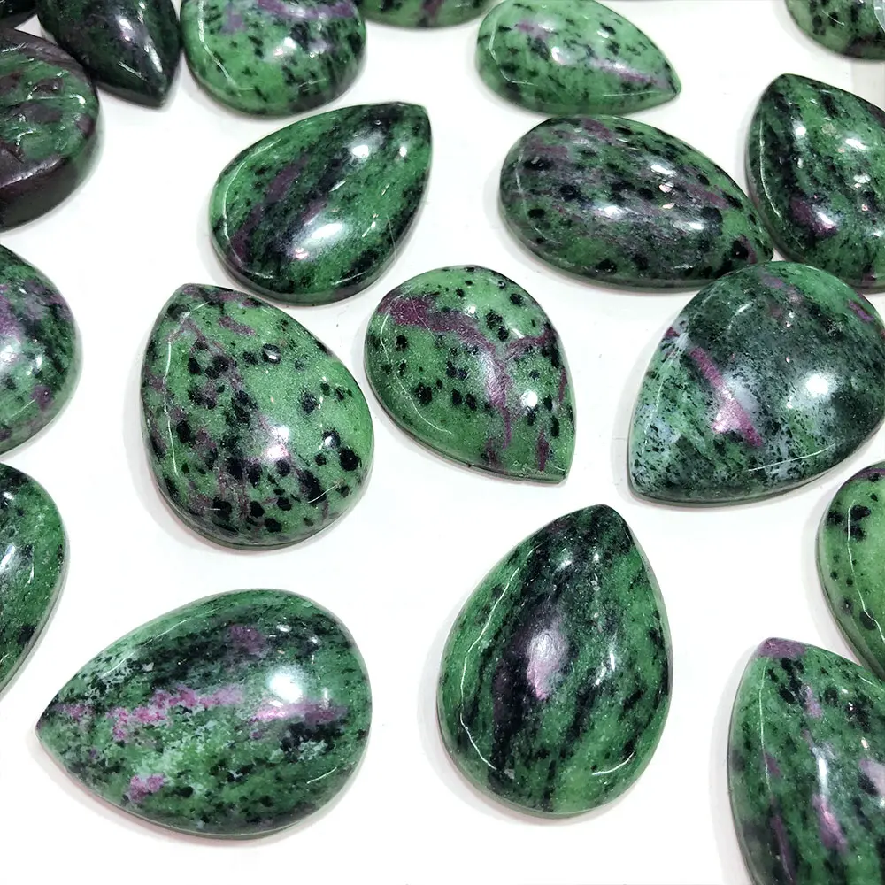 Natural Ruby Zoisite Epidote Teardrop for Jewelry Making DIY Crystals and Healing Stone Crystal Water Drop Gemstones Home Decor