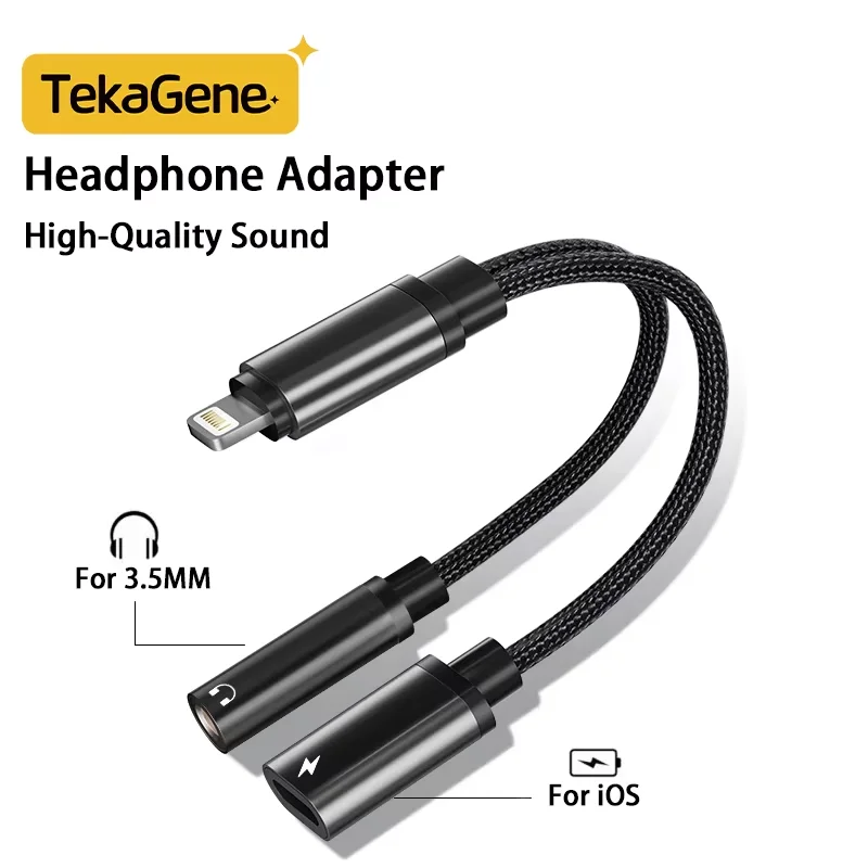 For iOS to 3.5mm 2 IN 1 Headphone Audio Aux jack Adapter Charging Cable Adaptor For Apple iPhone 14 13 12 11 X Pro Max SE