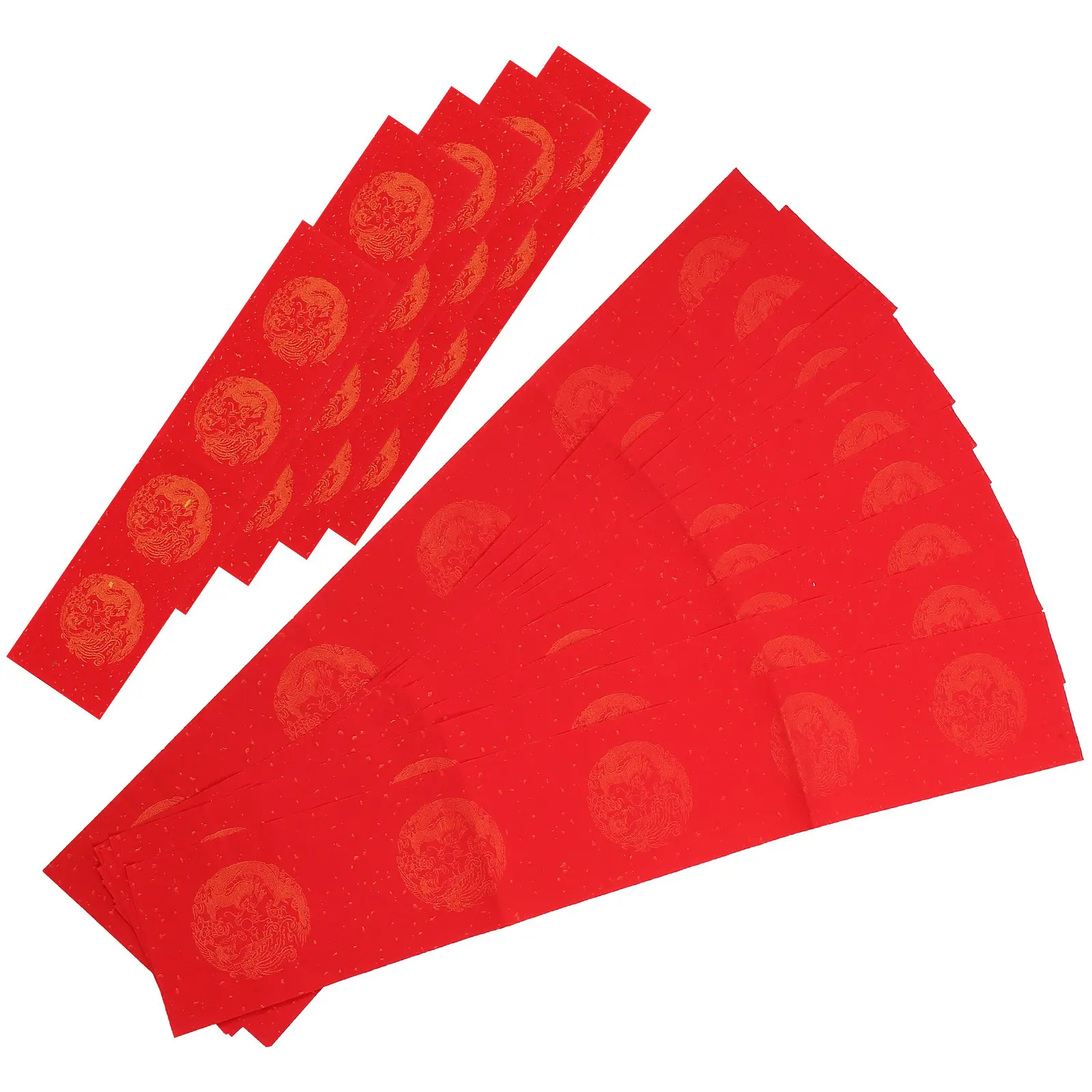 Chinese Calligraphy Practice Paper 5 Sets Red Spring Festival Couplet Sheets with Rice Grid for Writing