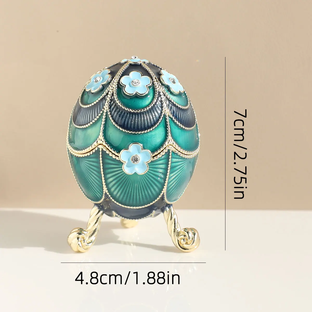Hand-Painted Flower Faberge Egg Trinket Box Hinged with Rich Enamel and Sparkling Rhinestones Jewelry Boxes Gift for Home Decor