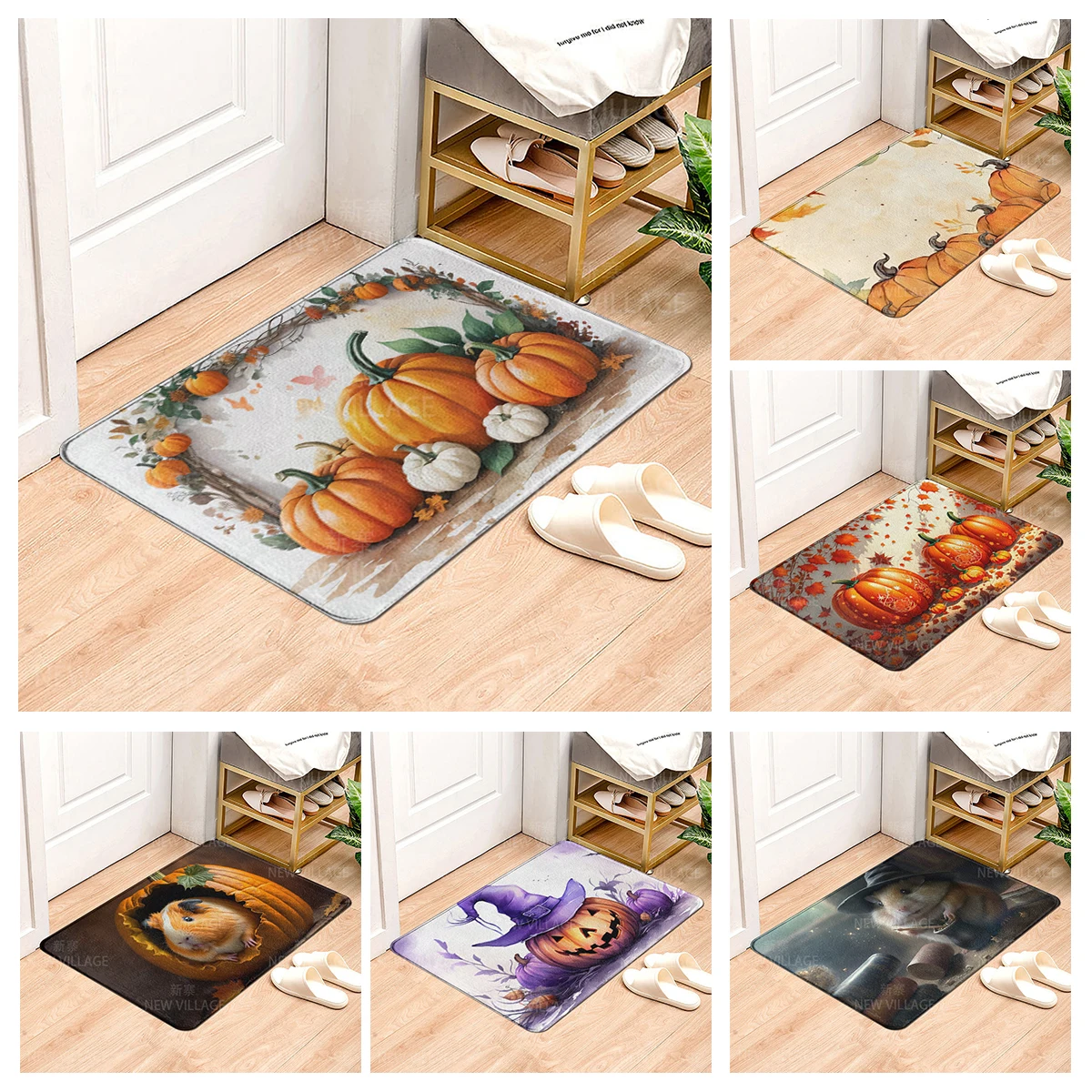 House entrance carpet Home door mat Living Room Bath Foot bathroom non-slip water absorption rugs bath Halloween Autumn Pumpkin