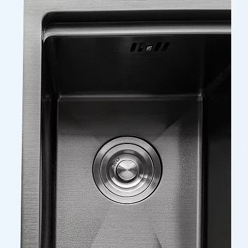 Handmade Stainless Steel Kitchen Sink 6845 Nano Black 201 Step Double Single Bowl Counter Installation With Two Holes GR-517
