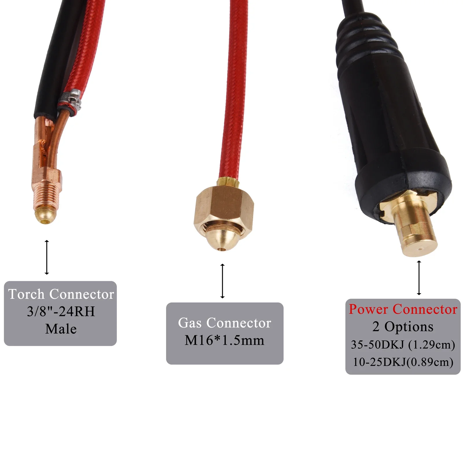 13FT WP17FV Tocha de soldagem TIG Cabeça flexível Válvula de gás tipo separado com conector DKJ35-50 M16 * 1.5mm Conector de gás