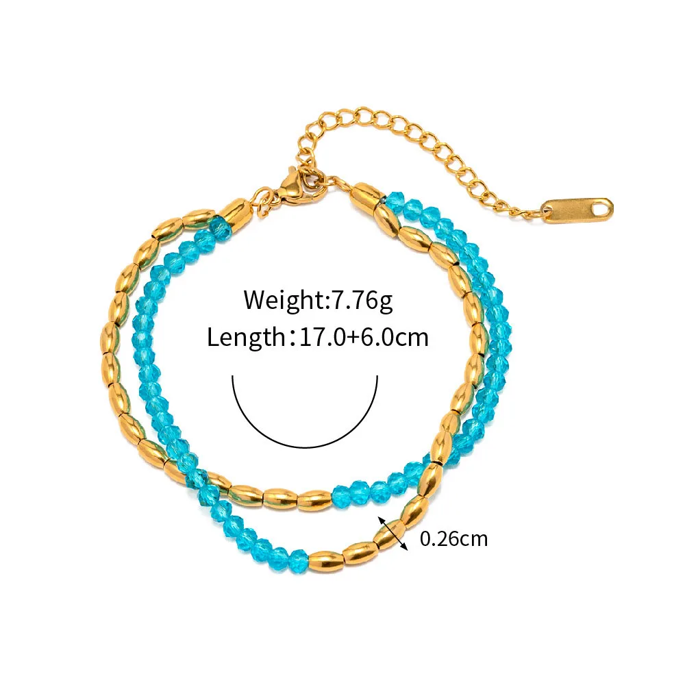 Gold Plated Blue Bead Bracelet 4
