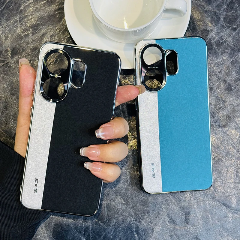 

Чехол для VIVO X200 FE, двухпигментный кожаный чехол с серебряными краями, защитный чехол для телефона VIVO X200 FE 5G, чехол-бампер, принципиально