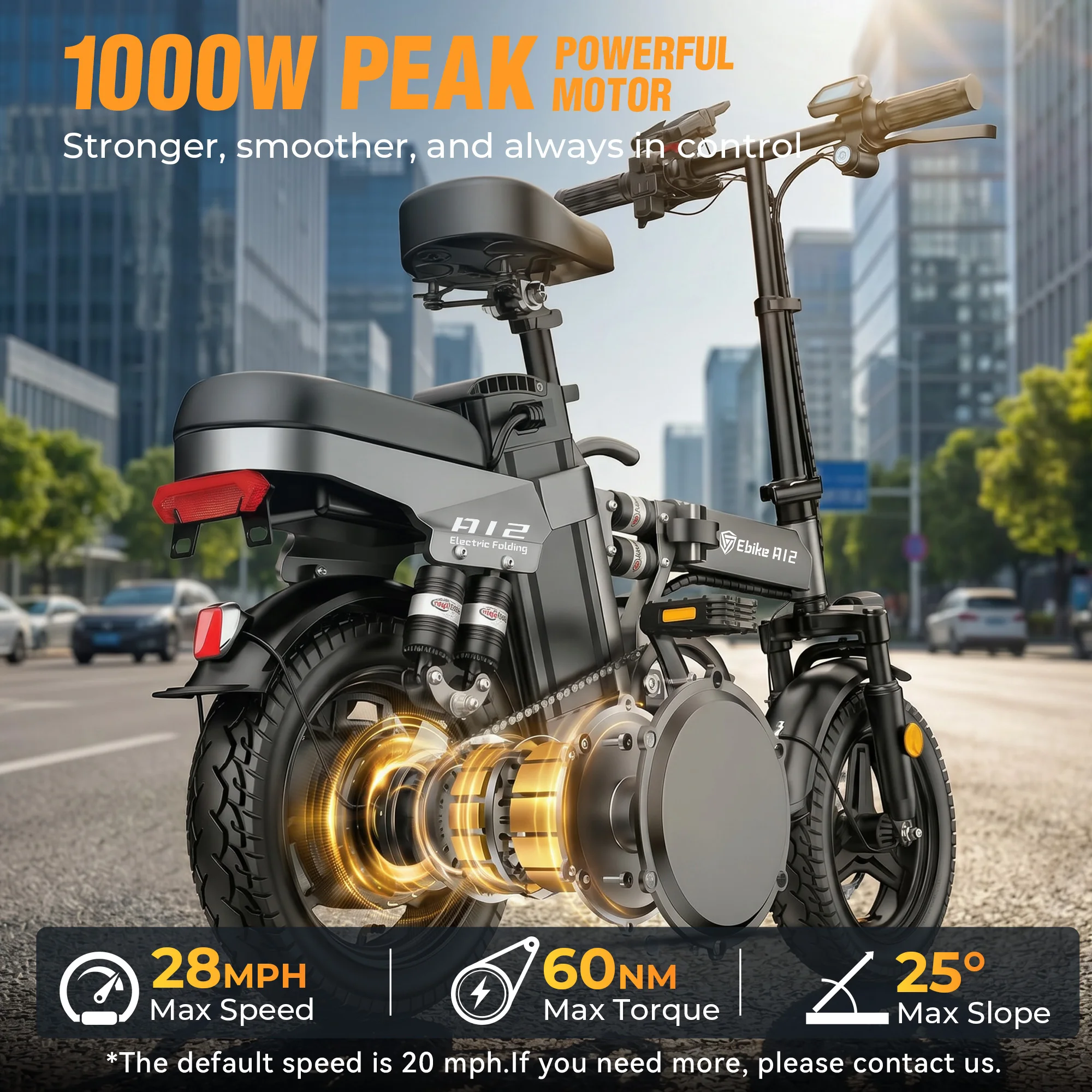 DTTZH A12 Folding Electric Bike for Adults, 14