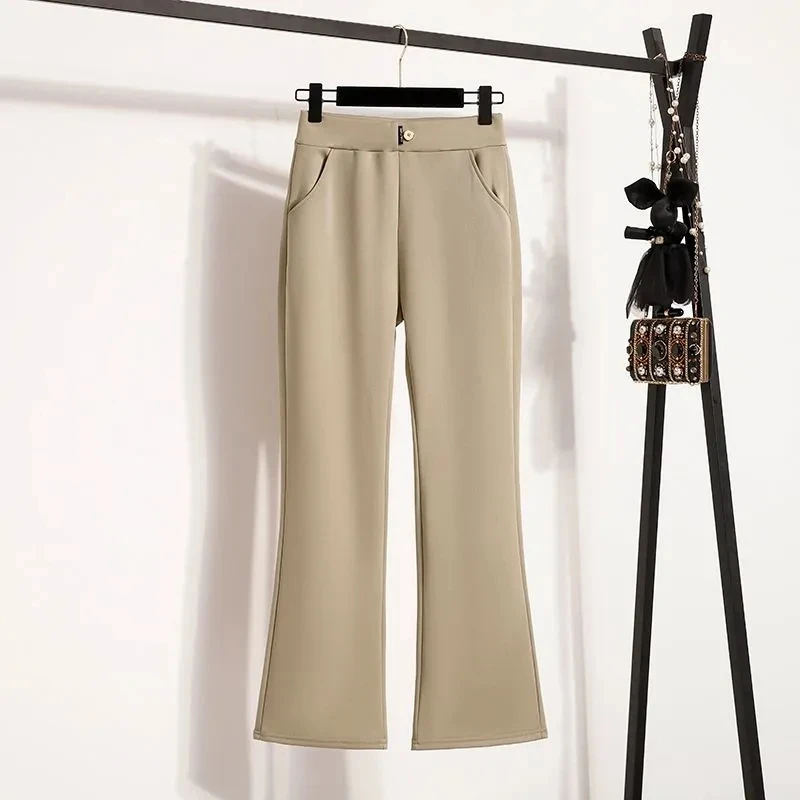 Micro pantalon évasé taille haute pour femme, ample, extensible, élégant, polyvalent, décontracté, 3XL, nouvelle collection printemps automne