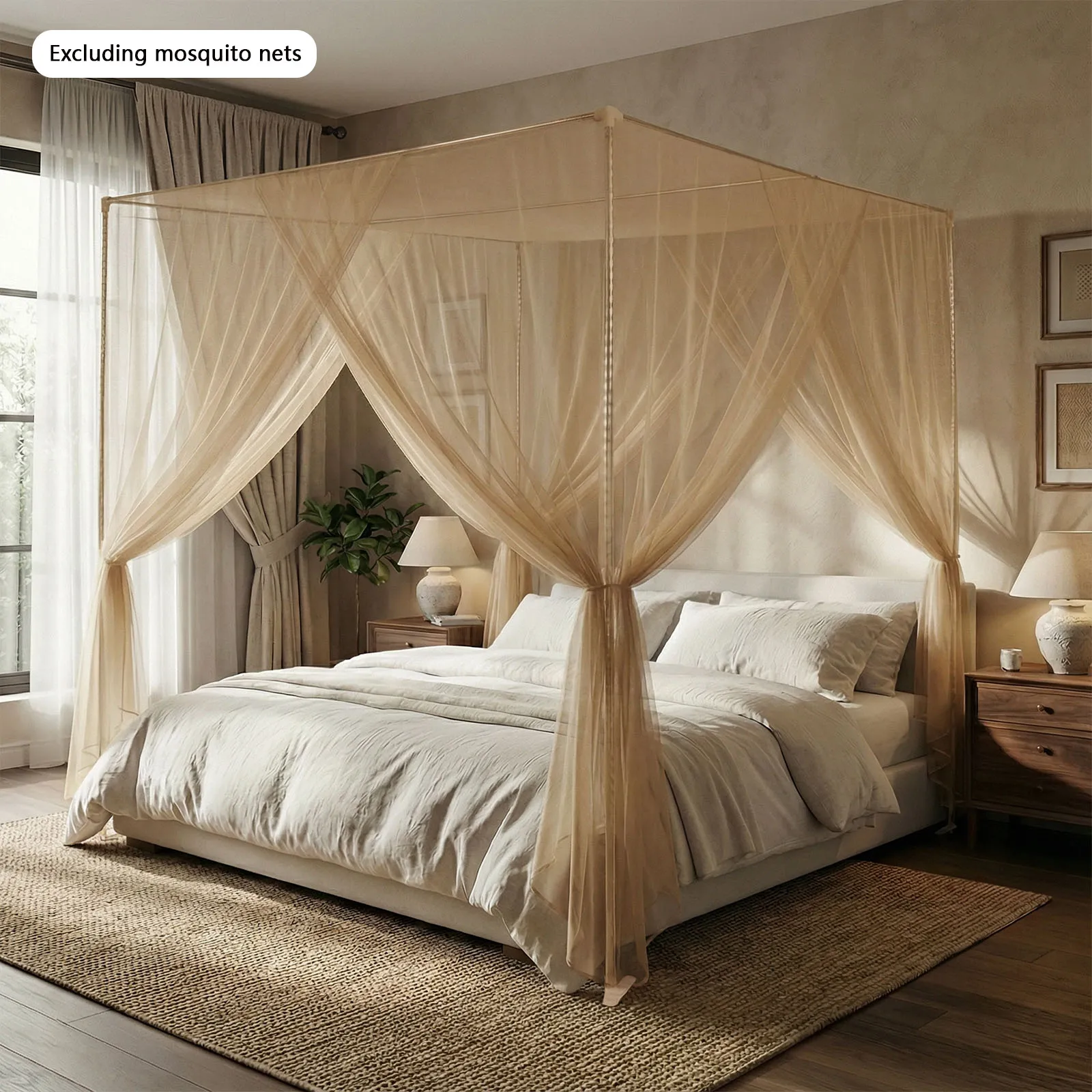 

1 комплект каркаса кровати с балдахином из нержавеющей стали — прочная и стабильная опора — летний сон для дома, спальни с москитной сеткой