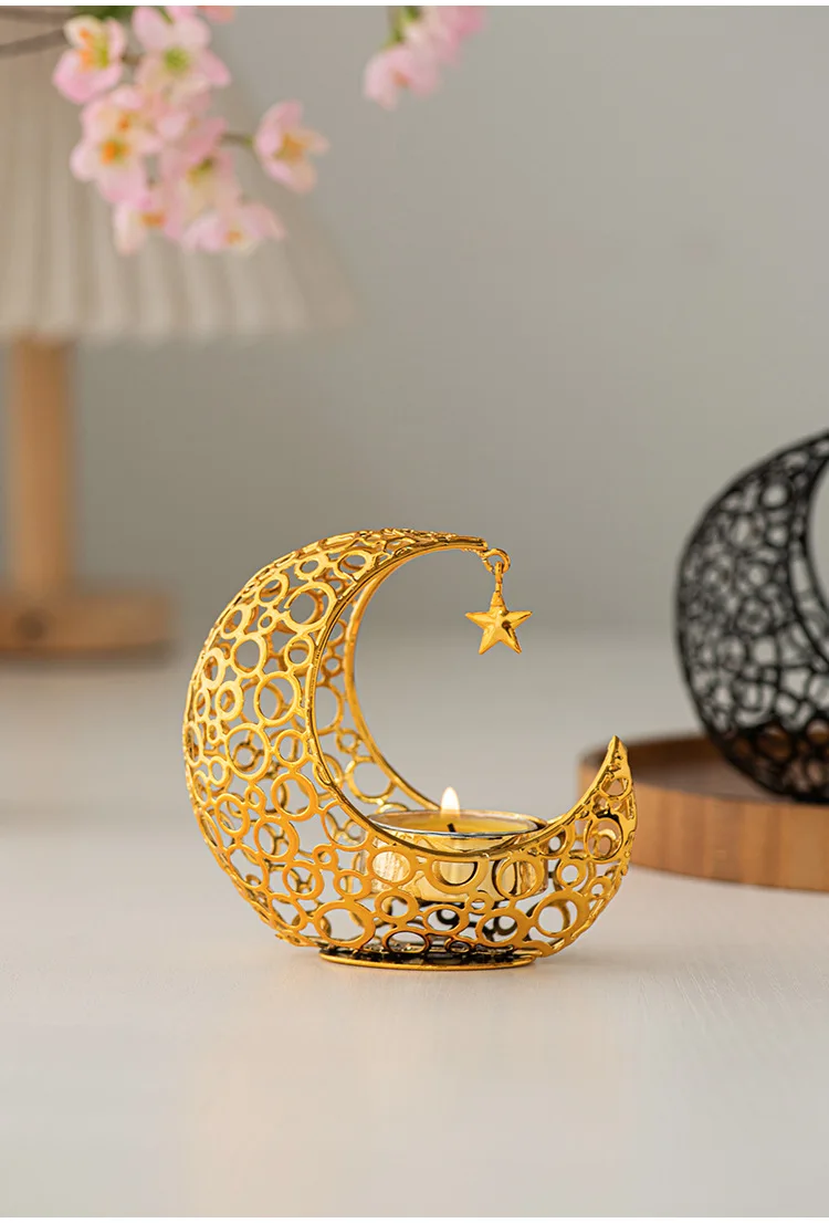 

Eid Mubarak Candle Holder Moon Candle Holder Home Islamic Muslim Party Decor Ramadan Candlestick Holder for Eid Al Adha Gifts