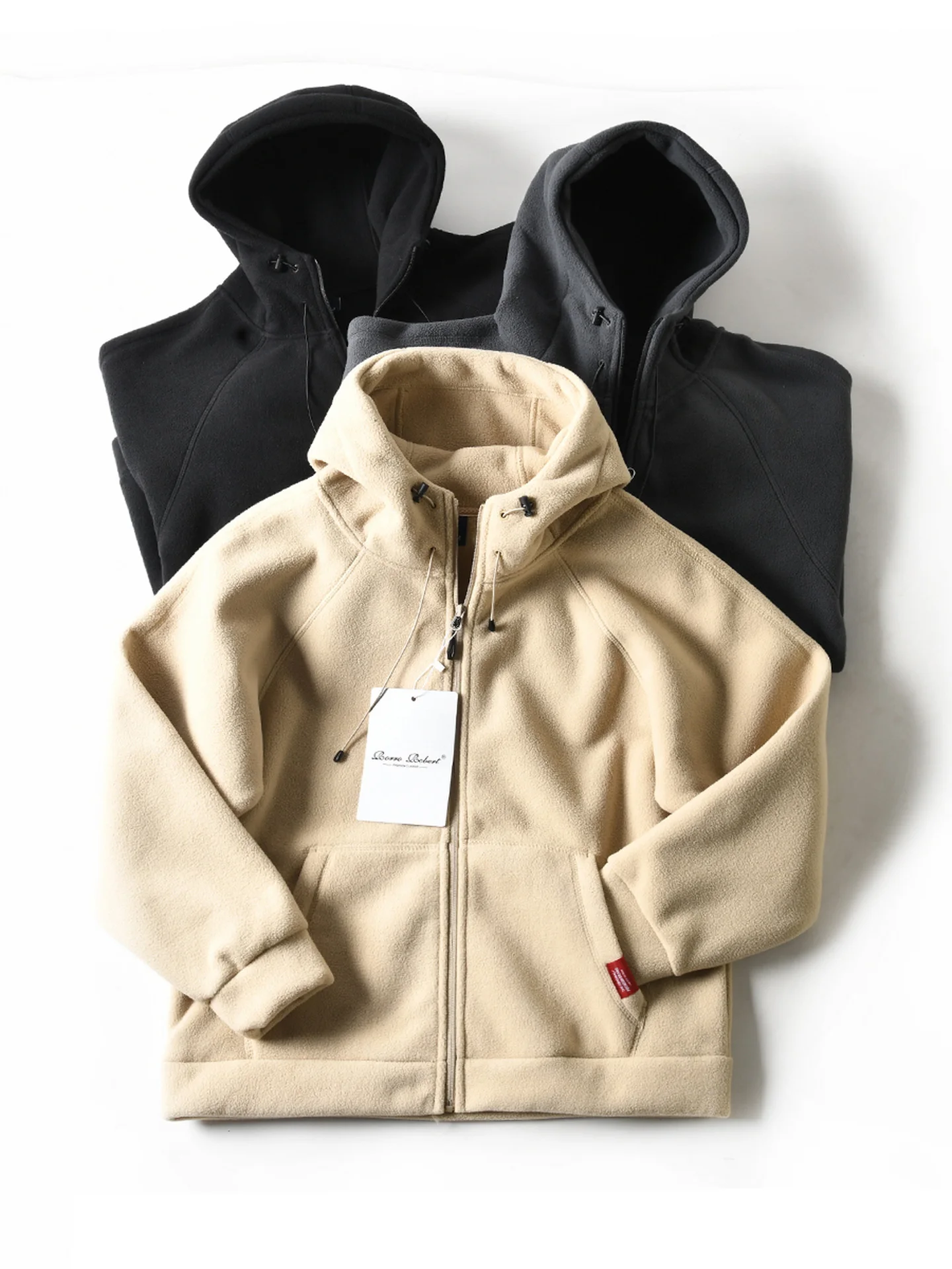 

American Sle Double-Sided Fce Thiened Warm Hooded Open Cardigan Sweatirt Jaet Men's Autumn Winter Loose Casual Out...