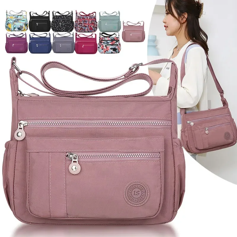 2023 Nylon Women Messenger Bags Waterproof Zipper Package Canvas Travel Crossbody Bag Fashion Female Totes Shoulder Bag