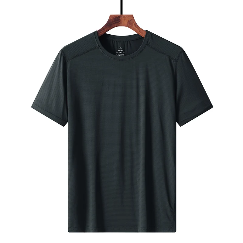 Summer Outdoor Ultra-thin High-quality Ice Silk Men Short Sleeved T-shirt Summer Lightweight Breathable Quick Drying Sports Top