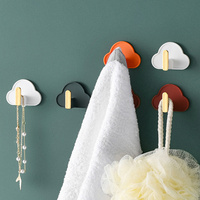 4 pcs Cloud Shape Adhesive Hooks No Drill Wall Hooks For Kitchen Bathroom Hat Clothes Bag Storage Traceless Hanging Organizer