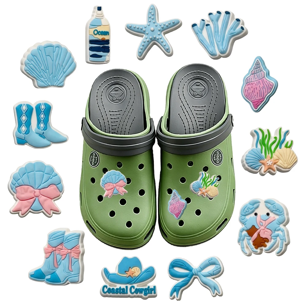 New 1-12Pcs Cartoon Cute Marine Organism Series PVC Shoe Accessories DIY Creativity Sandal Wristbands Decorations Party Gifts