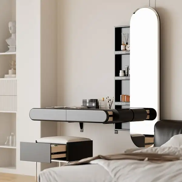 Vanity Desk Makeup Dresser For Bedroom Set Modern Drawers Vanities Lights Designs Led Dressing Table With Mirror And One Drawer image 4