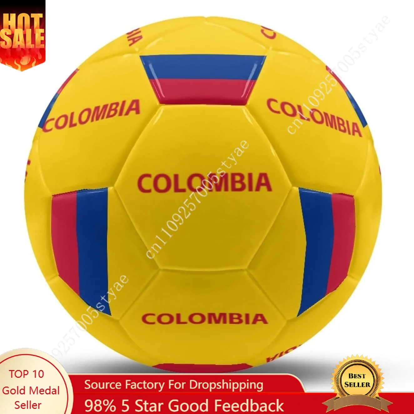 Colombia Flag Soccer Ball Elastic Football Essential Sport Equipment Adults Youth Soccer Balls for Indoor Outdoor Match Training