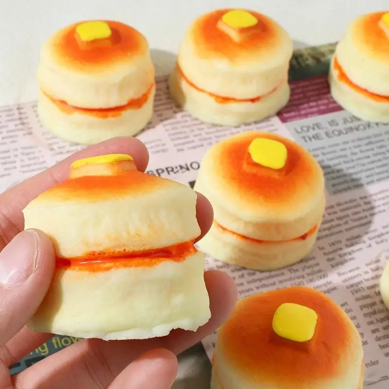 Soft Simulation Souffle Pancake Fidget Toy Slow Rising Non-Toxic Stress Relief for Kids Students Office Use