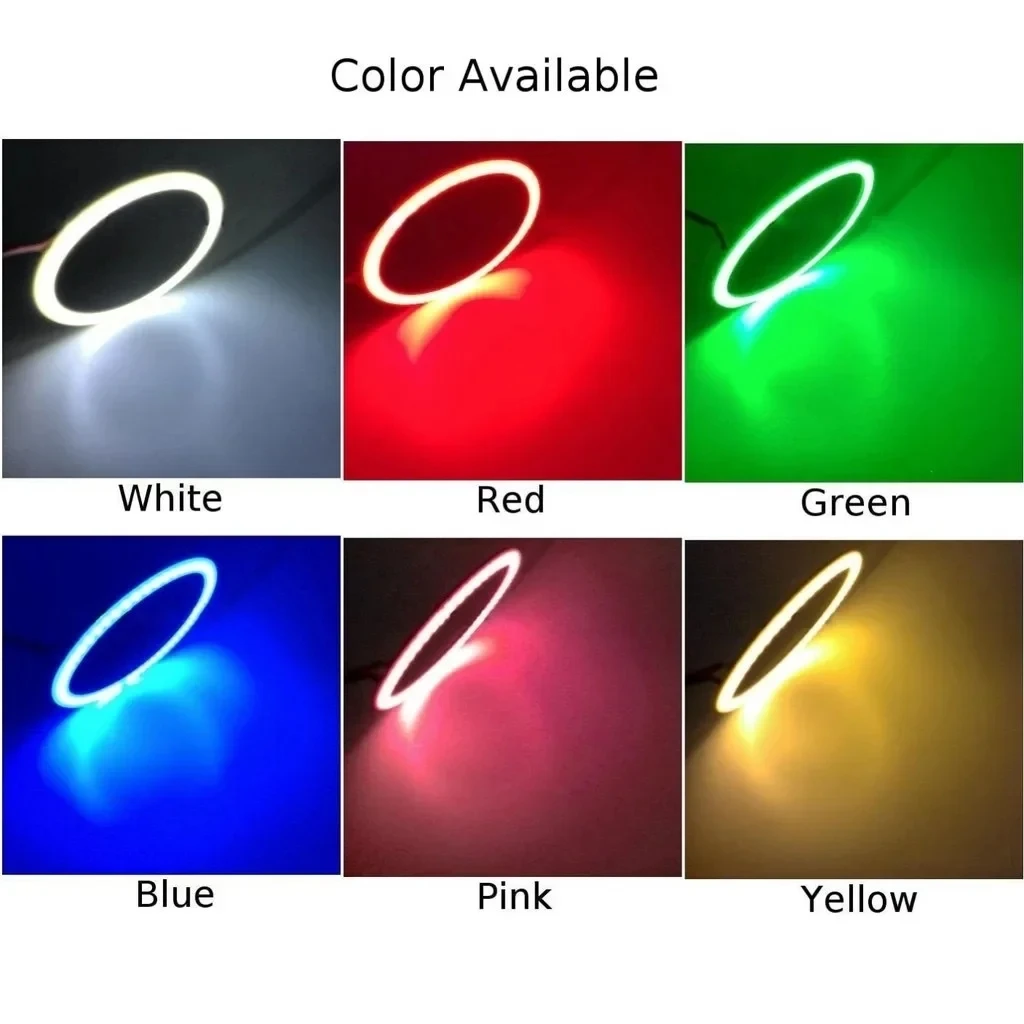 2pcs Car Headlight Cob Aperture Angel Eye LED COB White Light Circle 60/70/80/90/100/110/120mm Motorcycle Moto Auto Lights