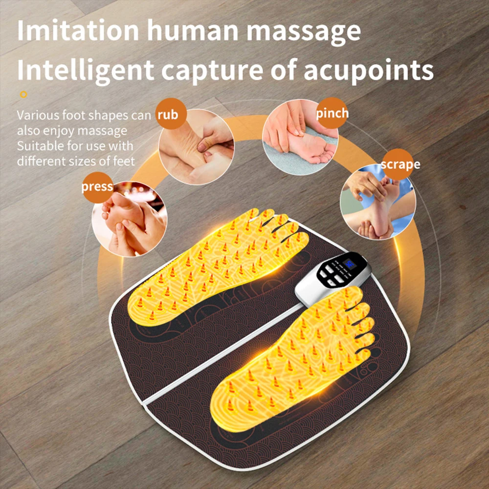 Foldable Foot Massage Pad Muscle Relaxation EMS Foot Muscle Stimulation Mat Remote Control Electric Foot MassagerRelievePressure