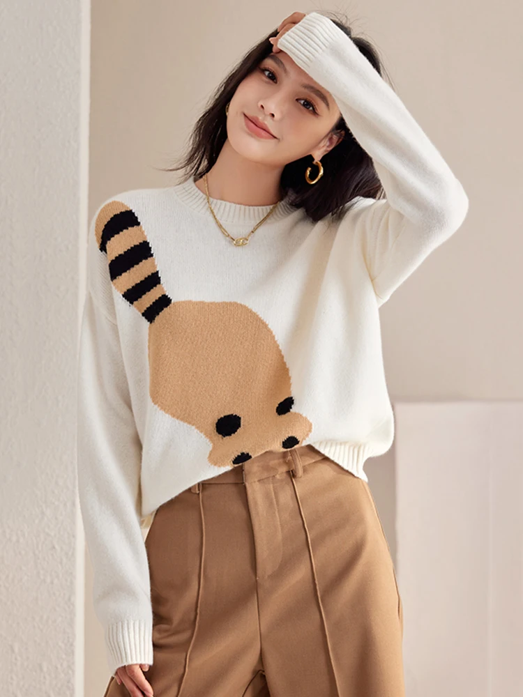 Korean Fashion O-Neck Sweater Women 2024 Autumn/Winter New Design Sense Niche Pullover Tops Lazy Style Knit Sweater