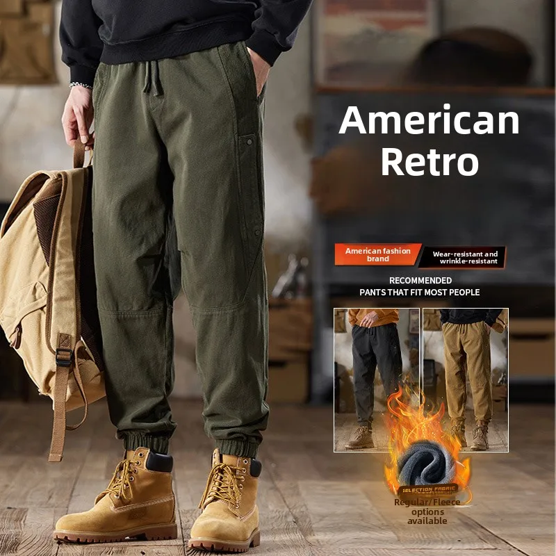 

American Sle Workwear Pants Men's Heavyweight Cotton Fce Casual Harlan Trousers Autumn Winter New Loose Cuffed Long Pants