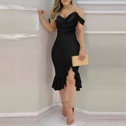 Sexy Bodycob Midi Dress Women 2025 Fashion Off The Shoulder Short Sleeve Pencil Black Party Dresses Elegant robe femme