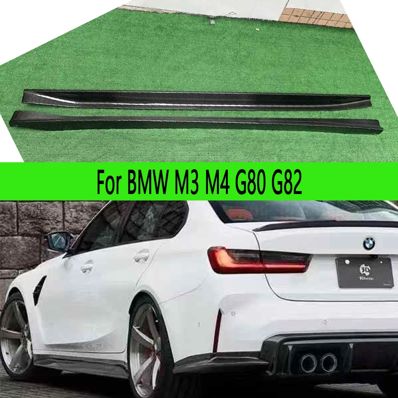 For BMW M3 M4 G80 G82 G83 Carbon Fiber Side Skirts Side bumper Splitters Side skirt Cupwings Winglets Canards
