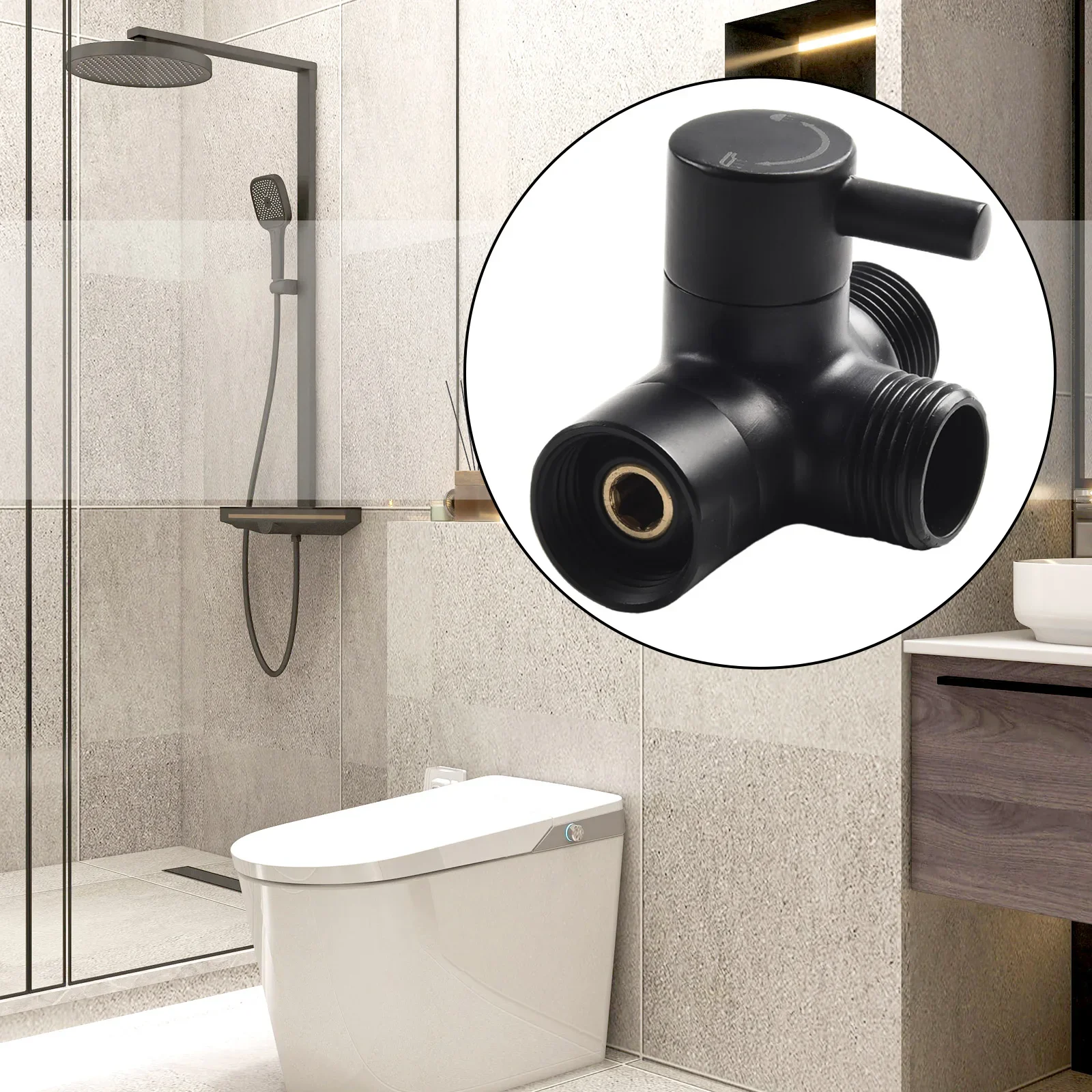 Shower Diverter Resistant Seamless Silver Sturdy G1 2 High Pressure High Temperature Multiple Usage Black Brushed