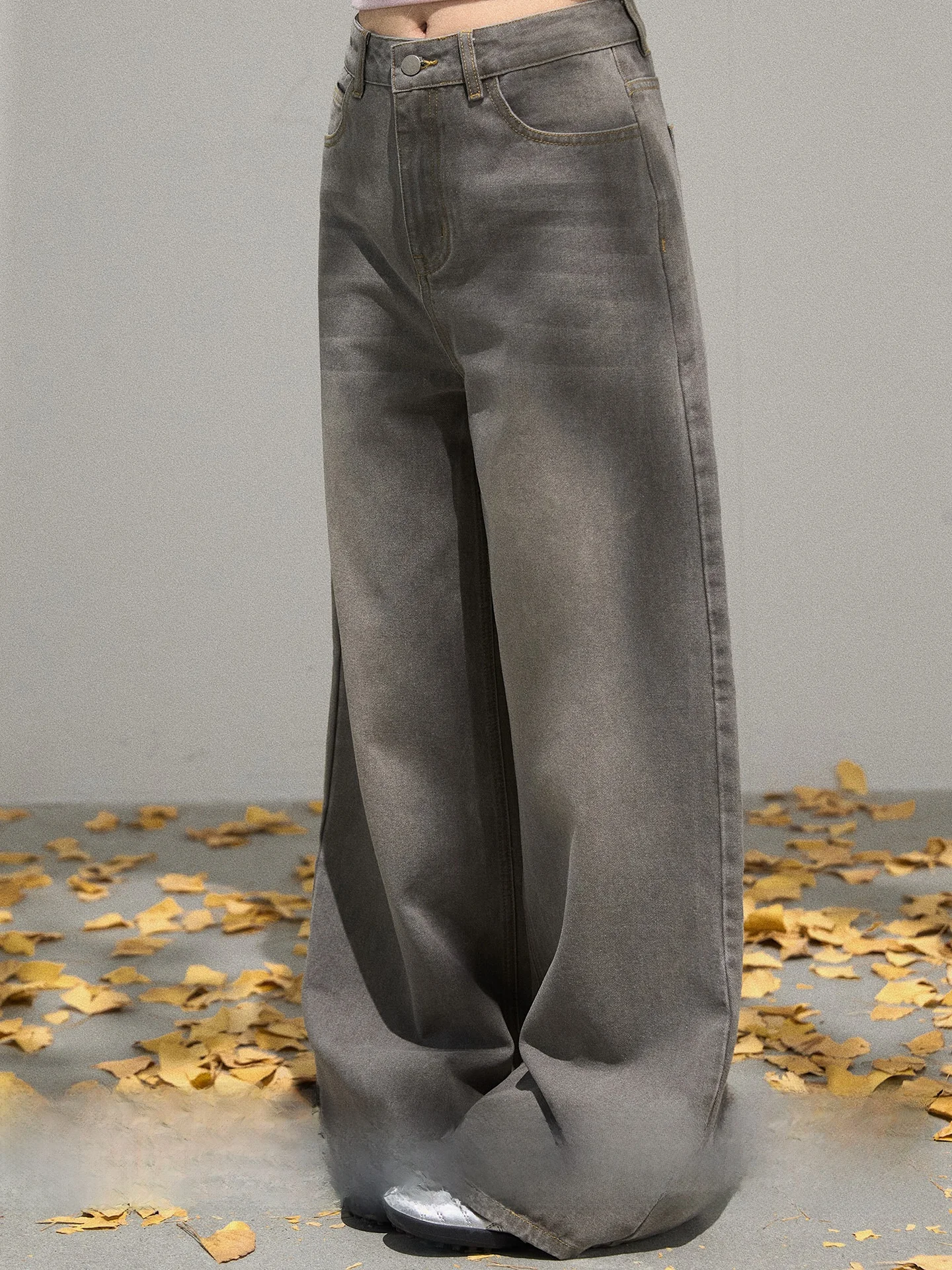 

Широкие джинсы в стиле ретро, женские прямые свободные утягивающие повседневные универсальные длинные брюки с высокой талией от Xie Bu Rou