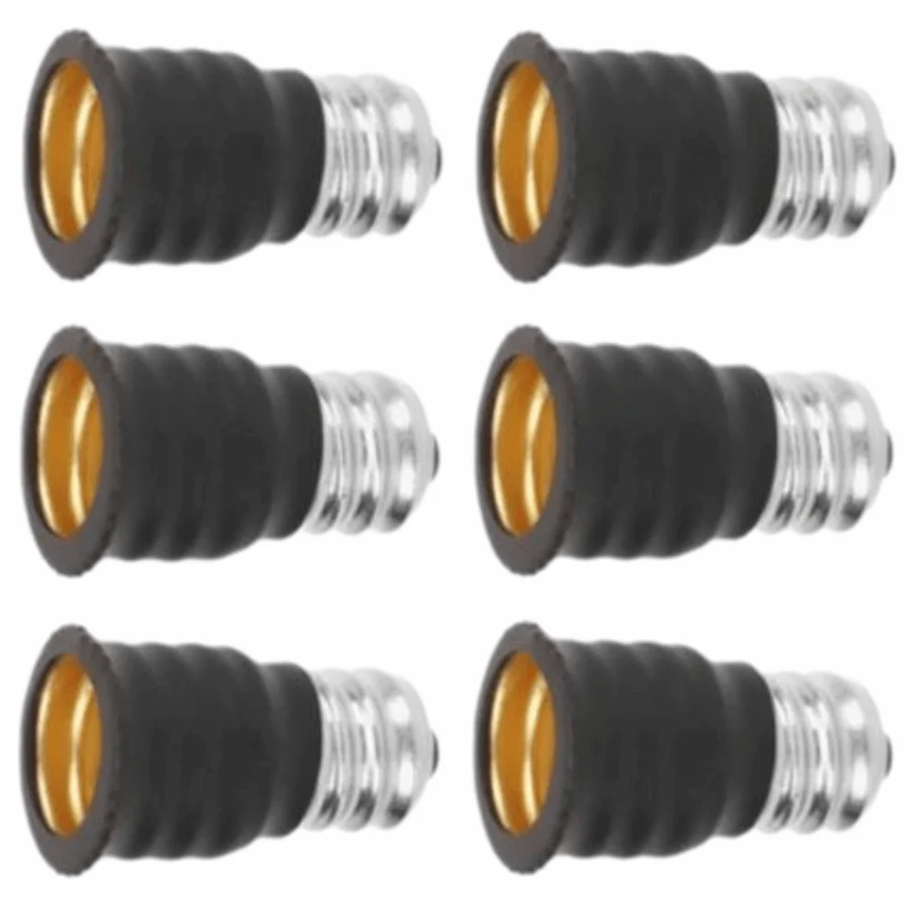 6 Pcs Durable Copper E12 To E14 Adapter Screw in Black/White Light Bulb Adapter Bulb Converter Bedrooms