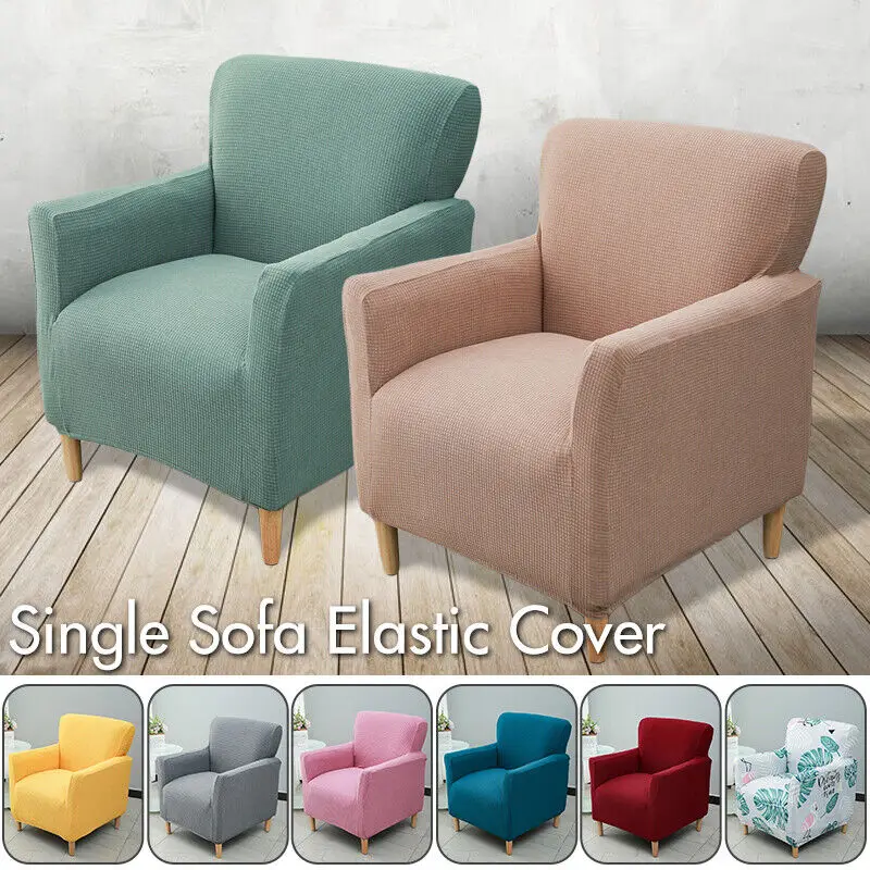 

Solid Color Tub Sofa Cover Relax Stretch Single Seater Club Couch Slipcover for Living Room Elastic Armchair Protector Cover