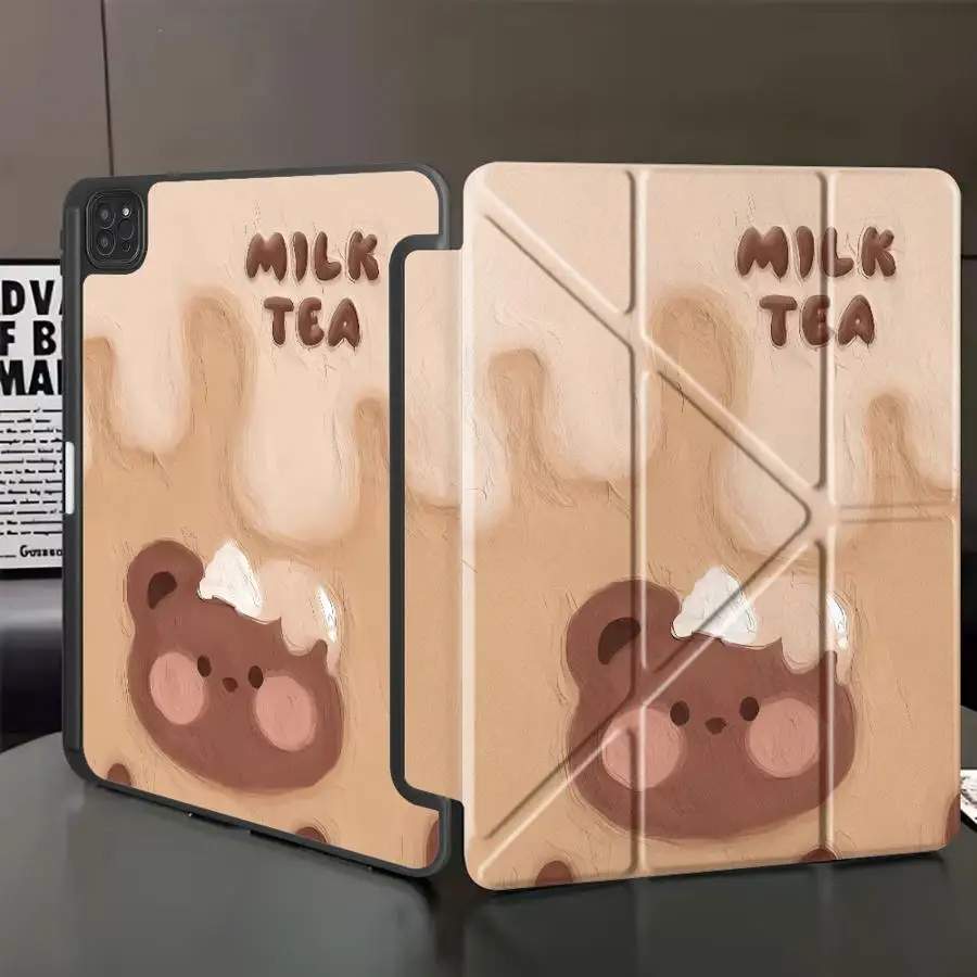 

Чехол-подставка Milk Bear для планшетов iPad Air 4, 5, M3, M2, 1, 2, M4, 11 дюймов, Mini 6, 7, Pro 11-го, 10-го, 9-го, 8-го, 7-го поколений, 12.9 дюймов Pro 2025