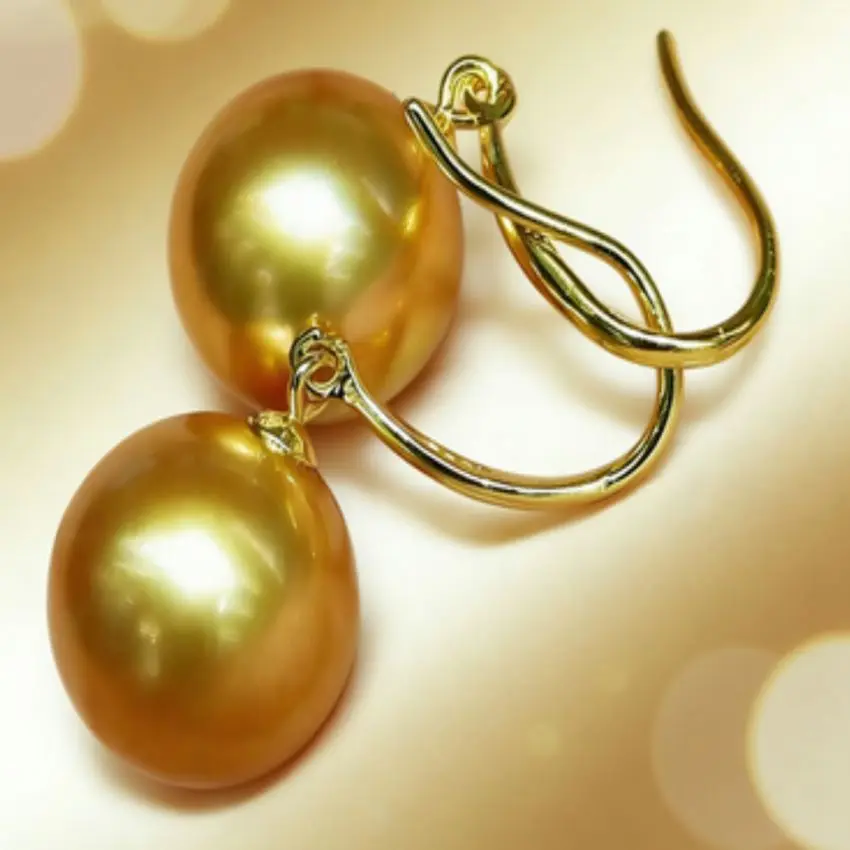 Shell Pearl Earrings yellow Earrings 18k Gold Real Classic Jewelry FOOL\'S DAY VALENTINE\'S DAY Party Fashion Wedding New Year