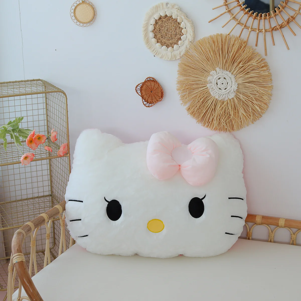 Sanrio hello kitty brinquedo de pelúcia macio fofo travesseiro confortável voltar almofada sofá decorativo travesseiro abraço plushies presentes de natal para a menina