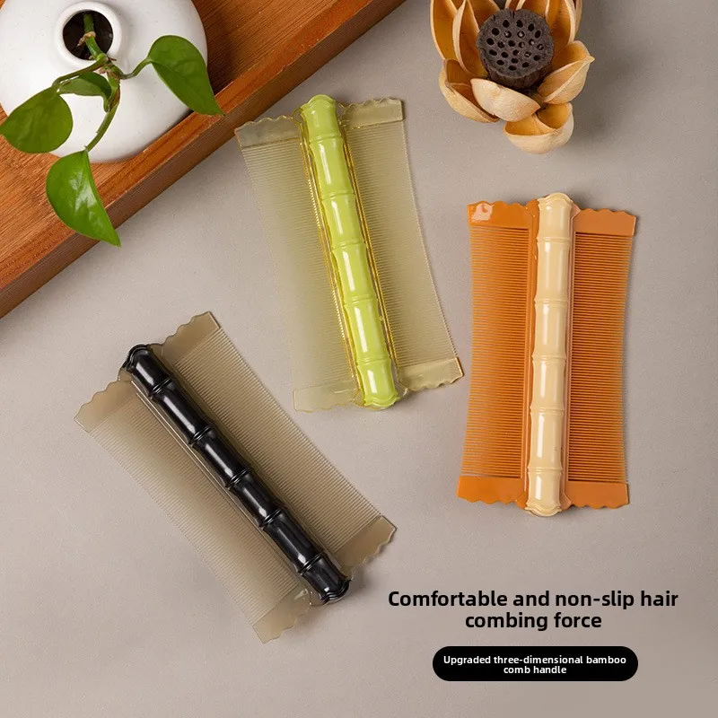 Pettine in plastica con manico in bambù da 3 pezzi con denti ultra denso per rimuovere la forfora, i pidocchi e adatto per animali domestici e bambini