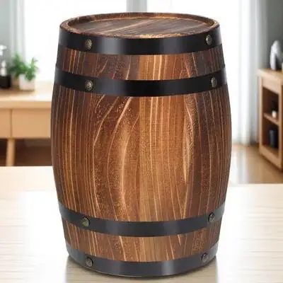 

Wood Wine Barrel Decor Handmade Retro Whiskey Barrel Ornament Decorative Photo Prop Unique Bar Landscape Craft