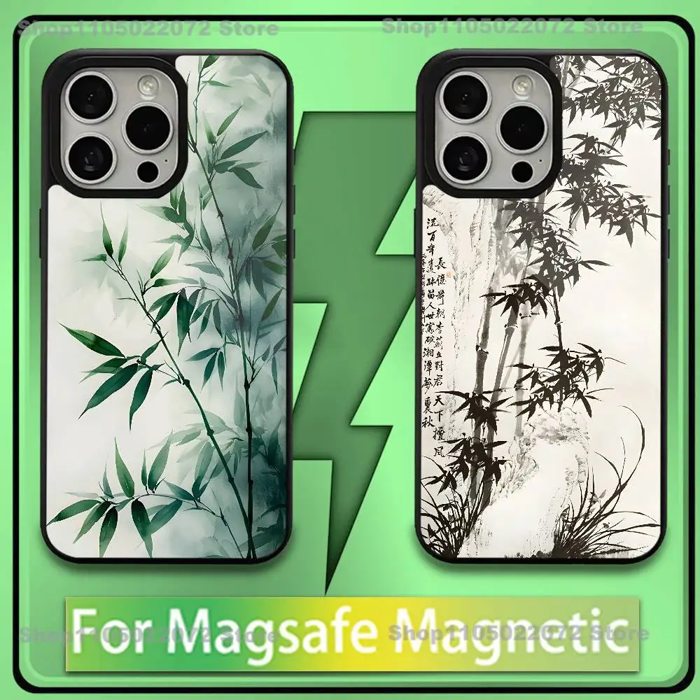 

Chinese Style Bamboo Elegant Fashion Phone Case For iPhone17,16,15,14,13,12,11,Plus,Pro,Max,Mini Soft Magnetic Wireless Charge